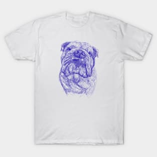 Bulldog dog scribble art T-Shirt